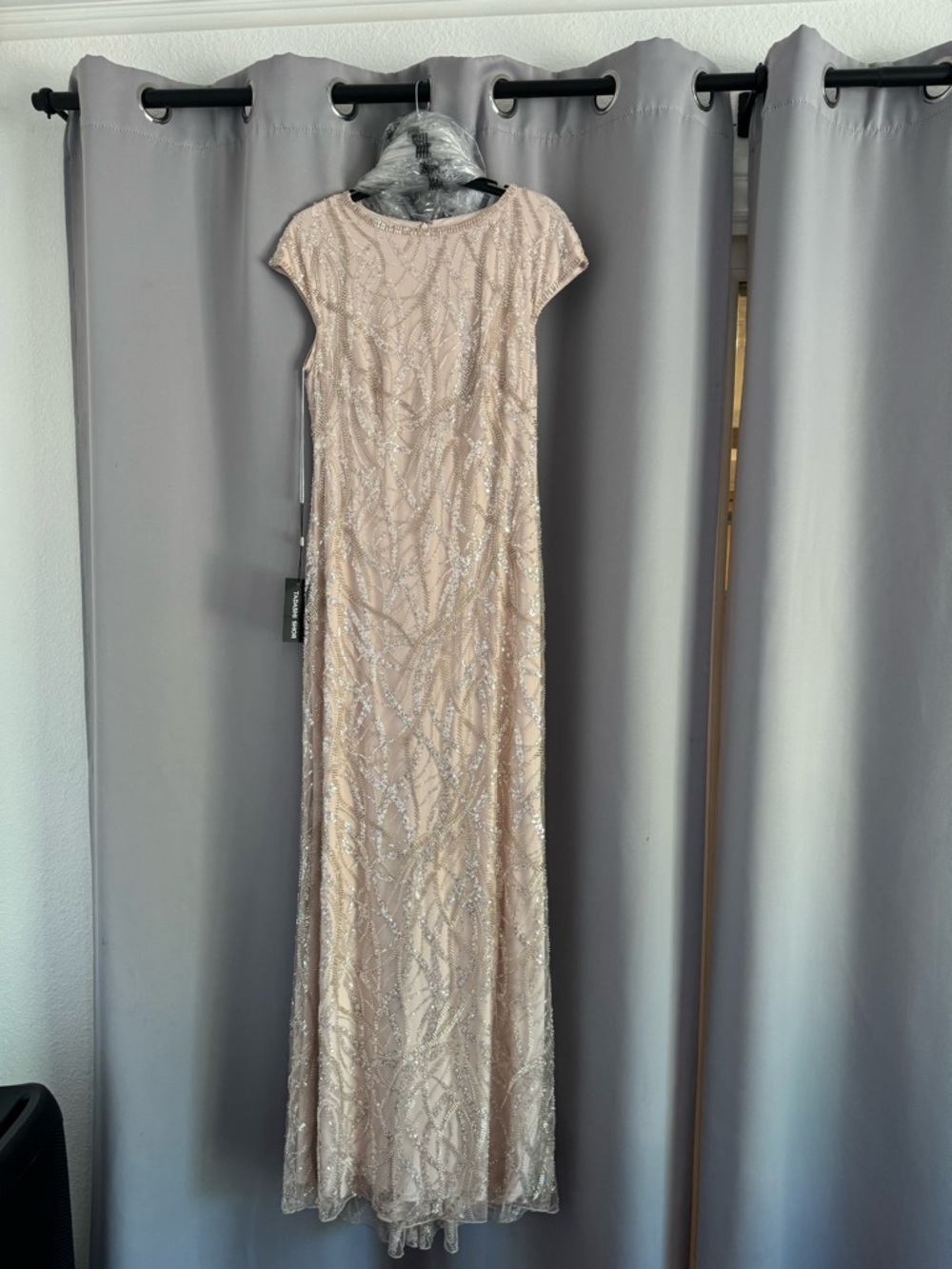Tadashi Shoji Womens Beaded Cap Sleeve Gown